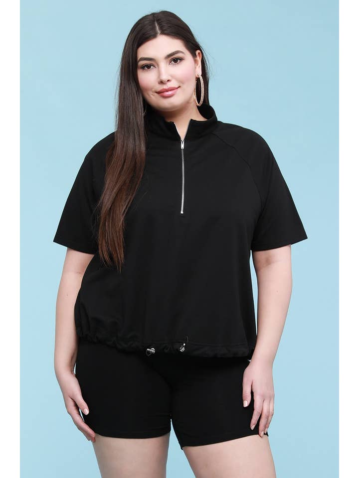 Haute Fox Plus Size & Contemporary – Engroshandel Sweatshirt - Dame – Pullover-sweatshirt i store størrelser med lynlås foran - CL1898P-T2