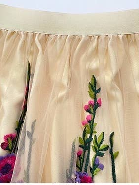 Multi Colored SK028Y Ethereal 3D Embroidered Fairy Skirt - Spring/Autumn for wholesale on Faire6