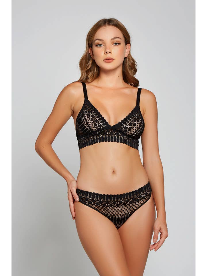 iCollection - Vente Ensemble de lingerie – femme - Ensemble de lingerie bralette en dentelle douce Hazel & culotte hipster8