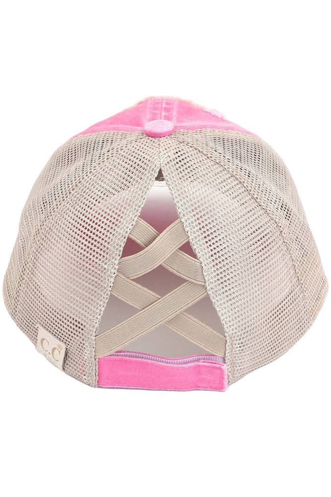 Hana - Wholesale Baseball Cap - Kids - C.C Kids Distressed Bee Happy Patch Pony Cap8