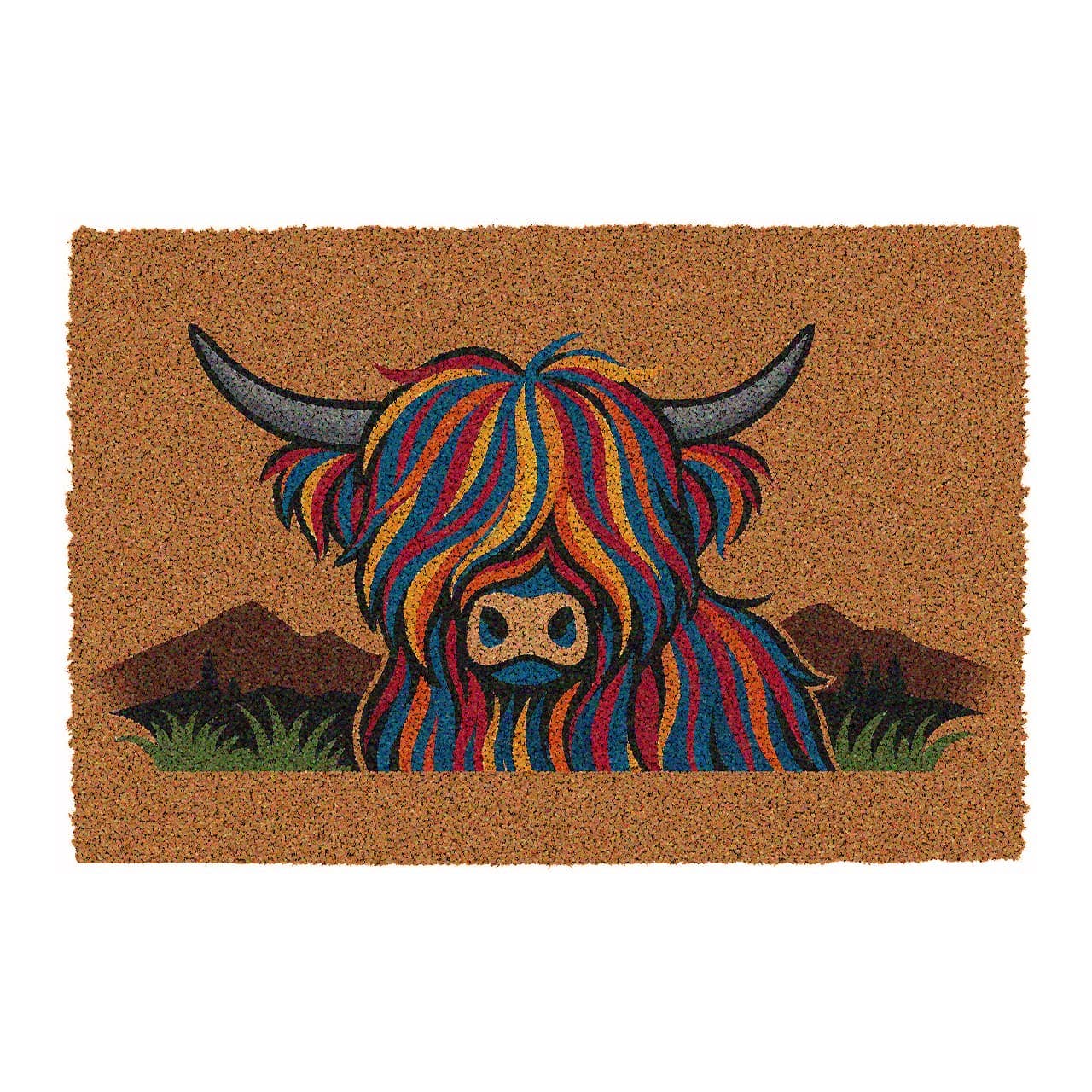 Wholesale Gifts Tomorrow - Venta al por mayor Felpudo - Felpudo de Fibra de Coco con Vaca Highland – Humor para la Entrada Interior/Exterior1