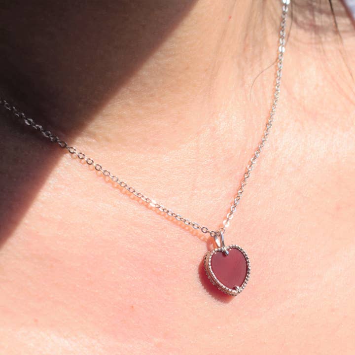rød carneliannecklace - rød hjerte halskæde for engroshandel hos Diat