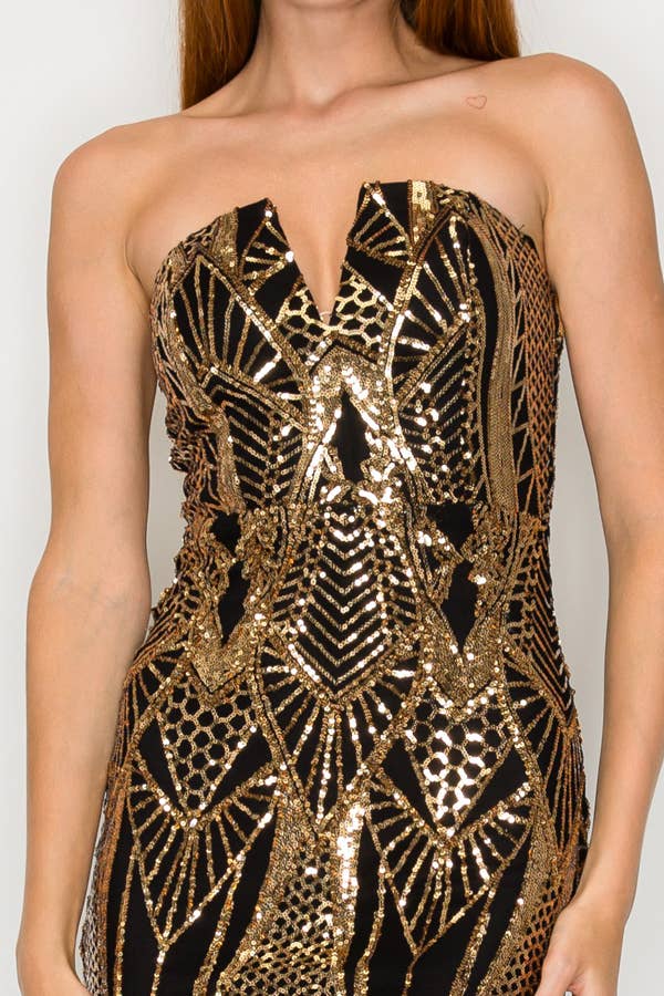 Black CD23365: SEQUIN V-WIRE BODYCON MINI DRESS for wholesale on Faire3