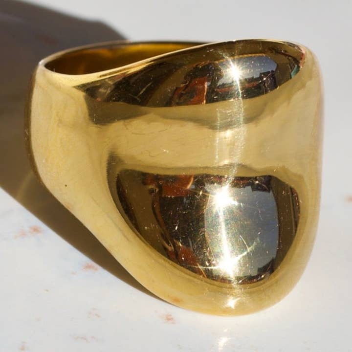 Jeremiah - Hammered Concave Gold Ring for wholesale by MeloMelo