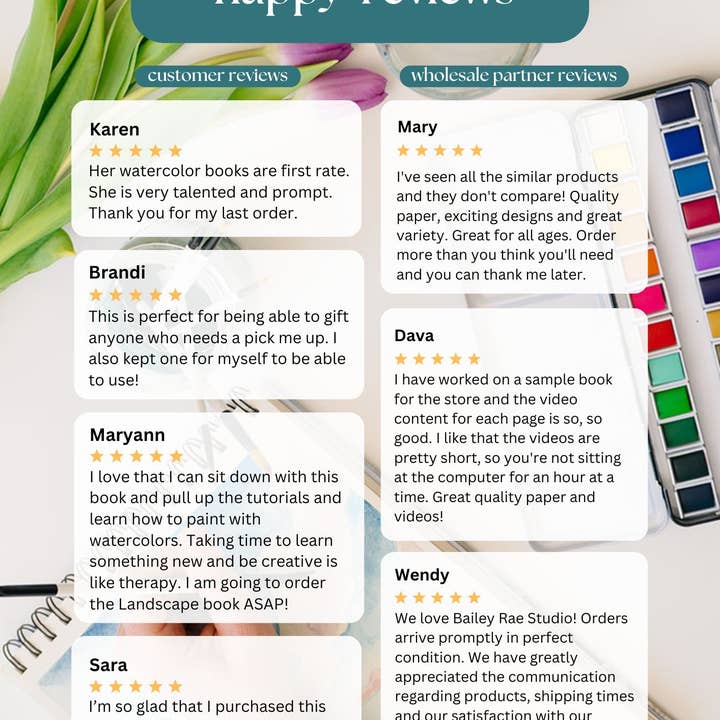 Bailey Rae Studio - Wholesale Watercolor Paint - National Parks Watercoloring Book-Outlines w/Video Tutorials2