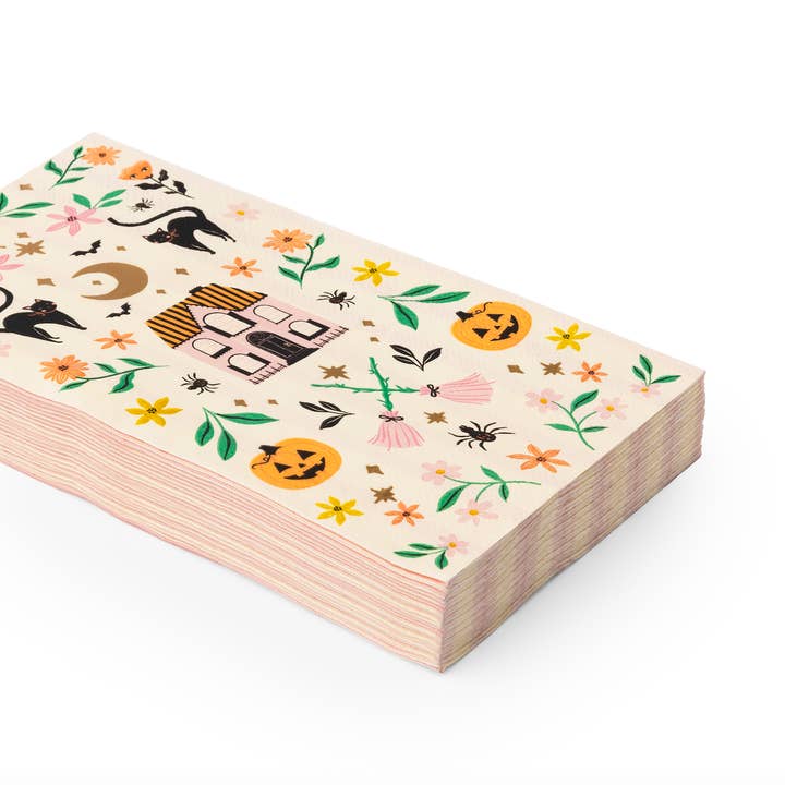 Bonjour Fête - Wholesale Disposable Napkin - PINK HAUNTED HOUSE COTTAGECORE GUEST TOWELS1