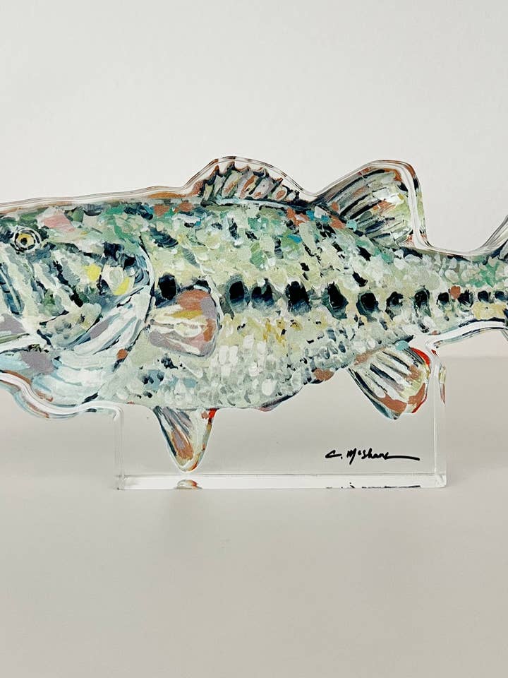 "Gone Fishin" bass acrylic WHOLESALE for wholesale by Chelsea McShane Art