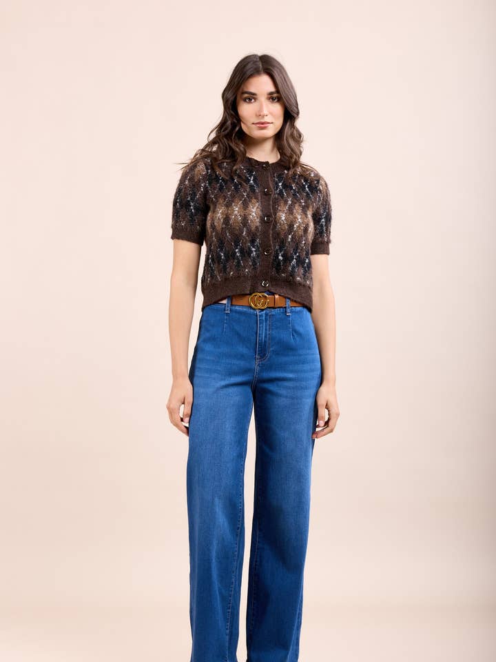 Toxik3 jean wide taille haute stretch avec ceinture for wholesale by Toxik3