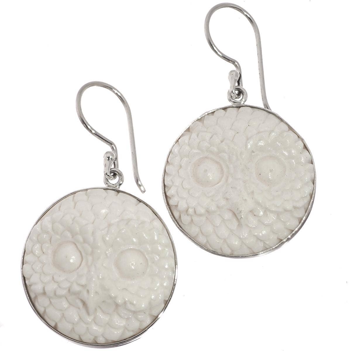 FifiRose – Engroshandel Hængeøreringe og creoløreringe – 925 sterlingsølv håndskåret ugleansigt bison bison benudskæring ørering, 3/4"2