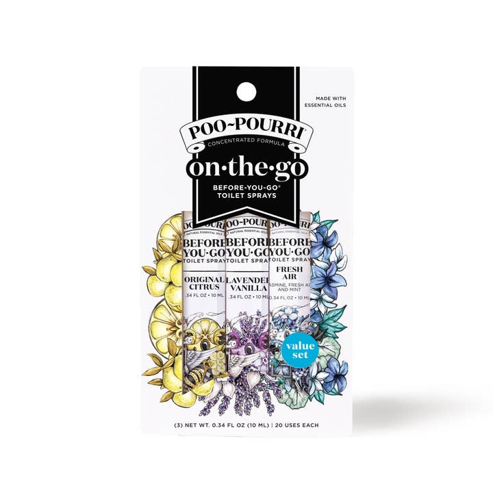 ~Pourri - Wholesale Toilet Spray - Poo~Pourri On-The-Go 3 pack 10mL Travel Size, Gift Set