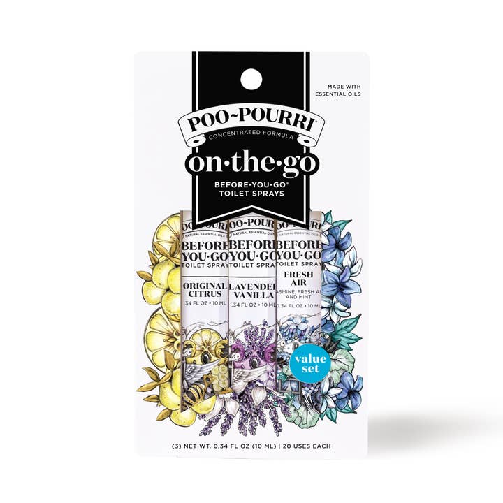 ~Pourri - Wholesale Toilet Spray - Poo~Pourri On-The-Go 3 pack 10mL Travel Size, Gift Set