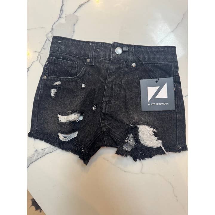 Heritage Classic Cut Off Shorts | Black Denim for wholesale by Blaze Kids Wear