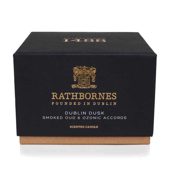 Rathbornes 1488 - Wholesale Jar/Filled Candle - Dublin Dusk Scented Luxury Candle (Smoked Oud & ozonic accords)