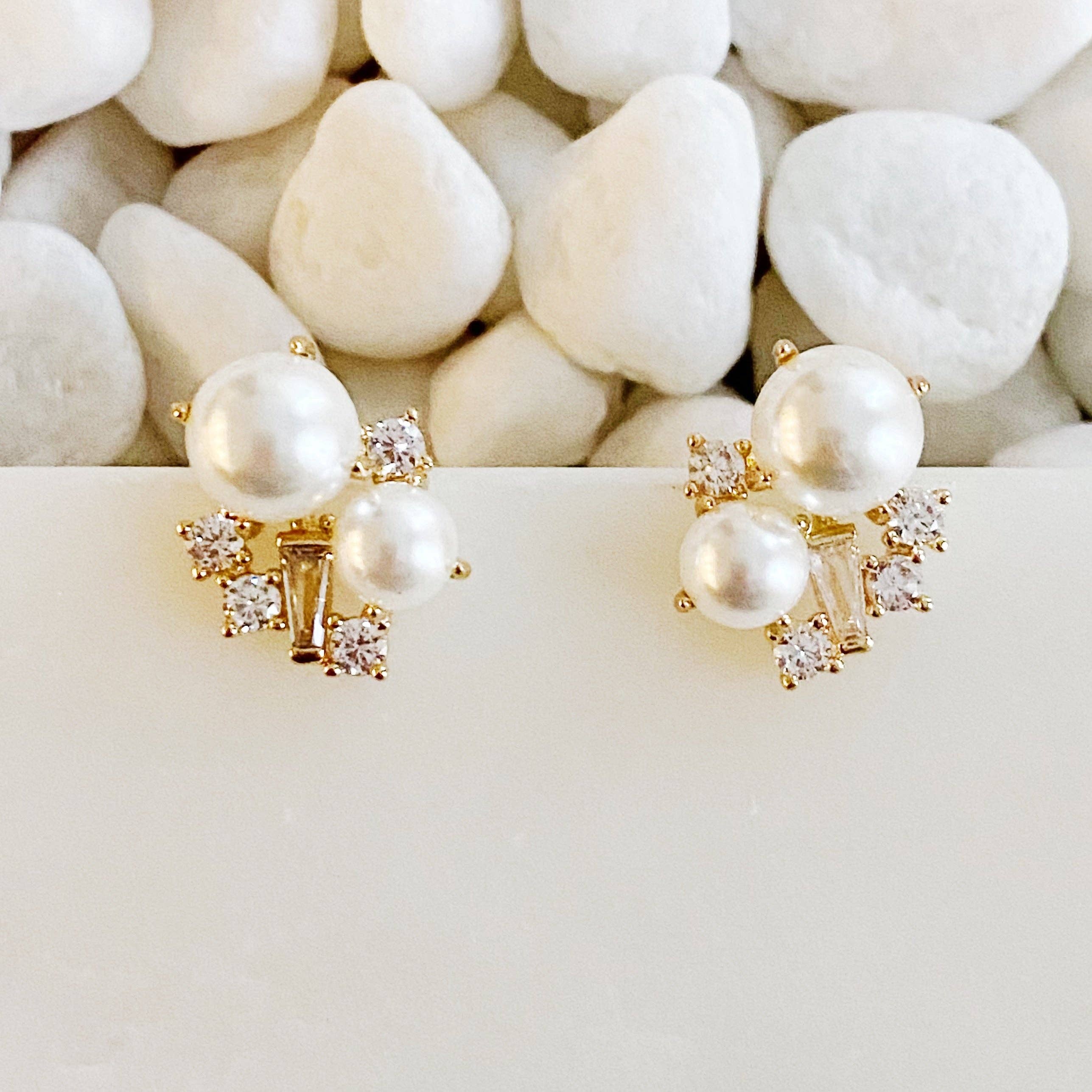 Ellison+Young - Wholesale Stud/Post Earrings - Estate Pearl And Shine Stud Earrings5