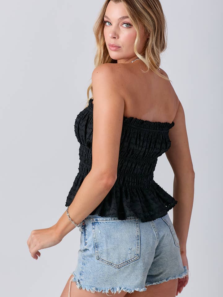 BABY PINK - Venta al por mayor Jersey corto de punto - Mujer - Top de tubo fruncido con volantes sin tirantes10