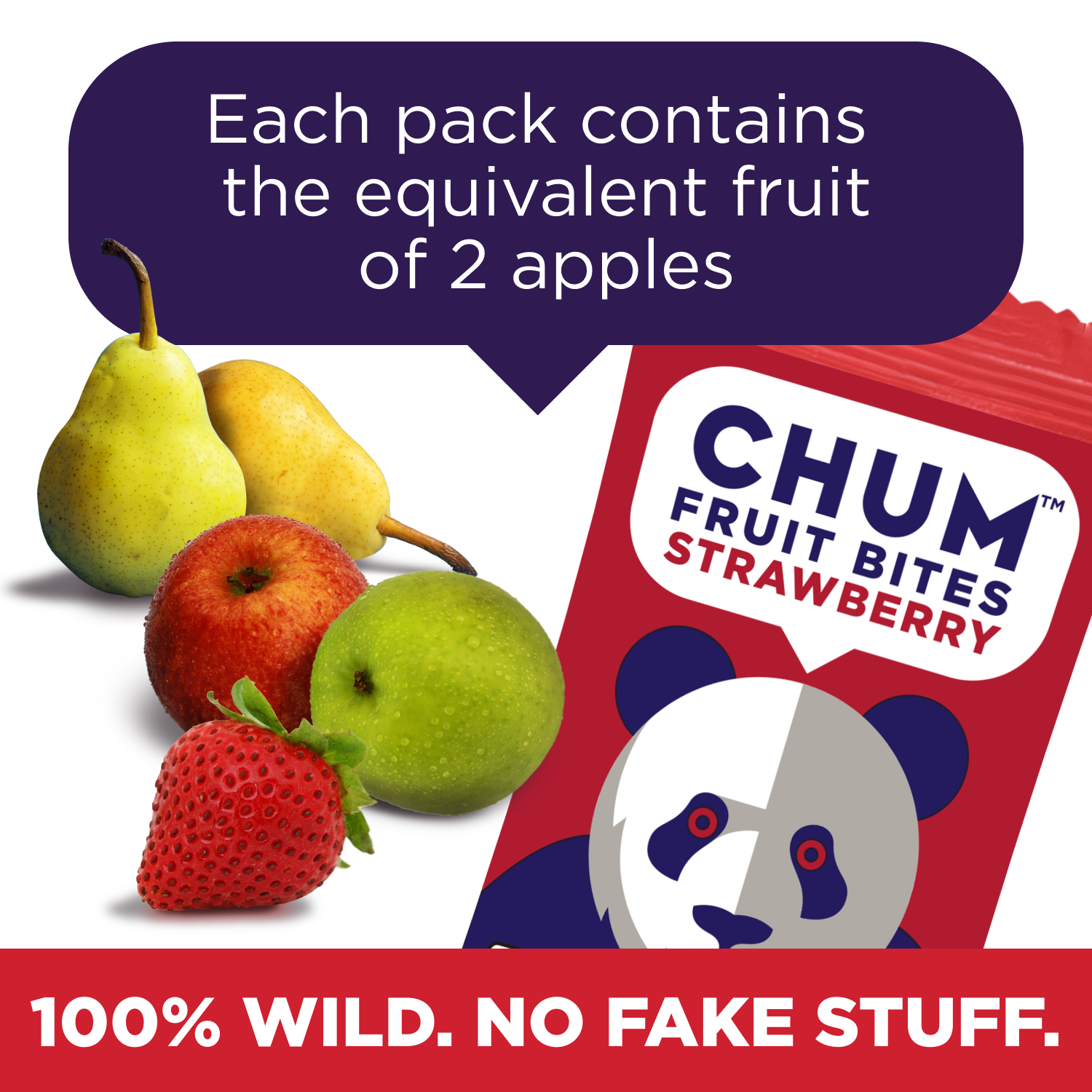Chum Fruit Bites - Wholesale Fruit Snacks - 120 pack - Strawberry 100% Real Fruit Snacks, No Sugar Added3