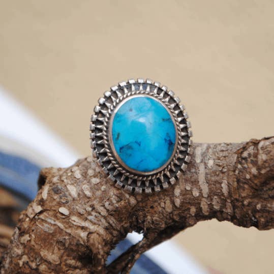 Iroquoise - Wholesale Cocktail/Statement Ring - Turquoise and Silver Round Ring3