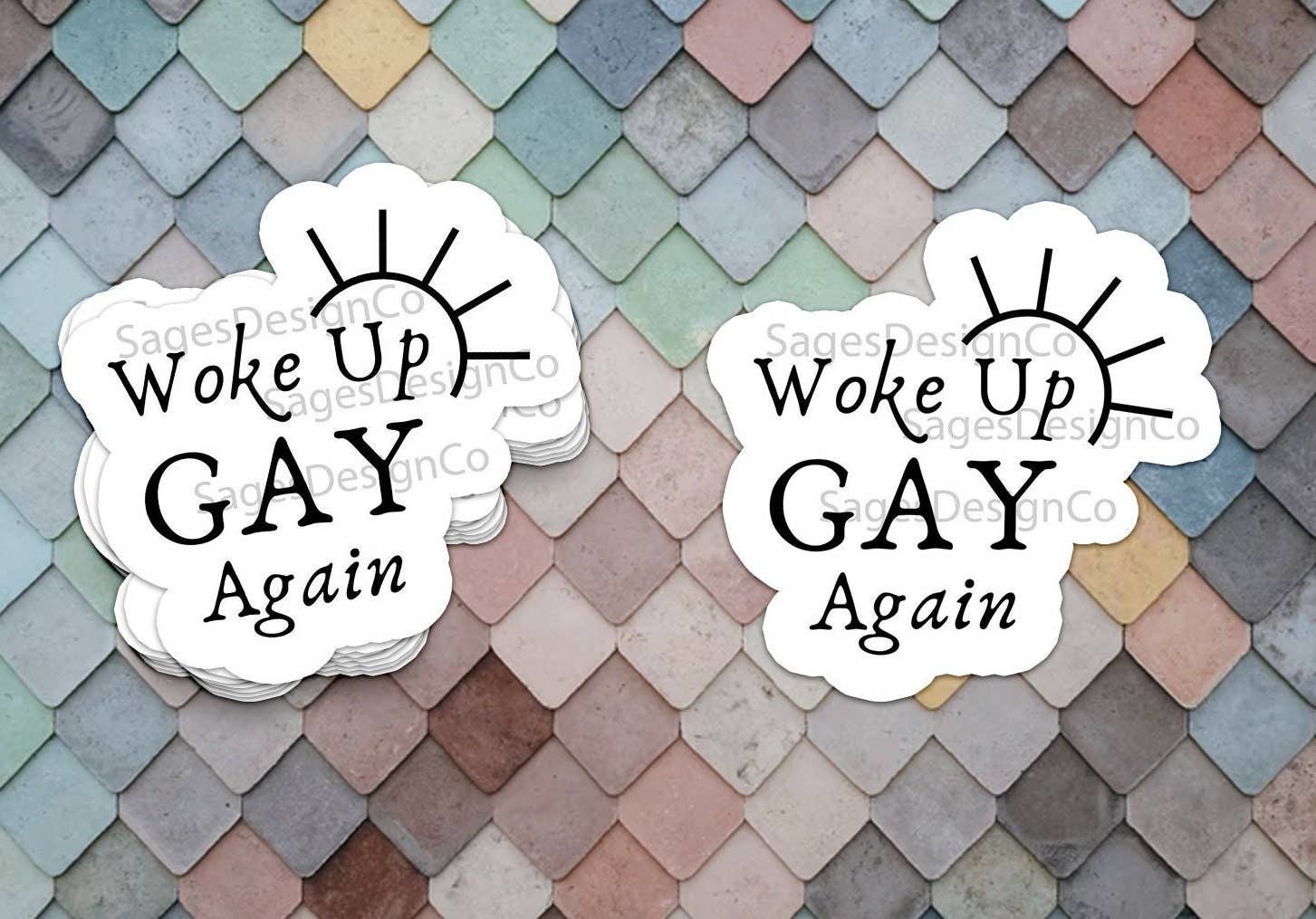 Sticker Bull - Wholesale Sticker - Woke Up Gay, Again Sticker, LGTBQ+ Sticker, Meme Sticker, Funny Vinyl Waterproof Sticker for Car, Laptop, Phone, Cooler2