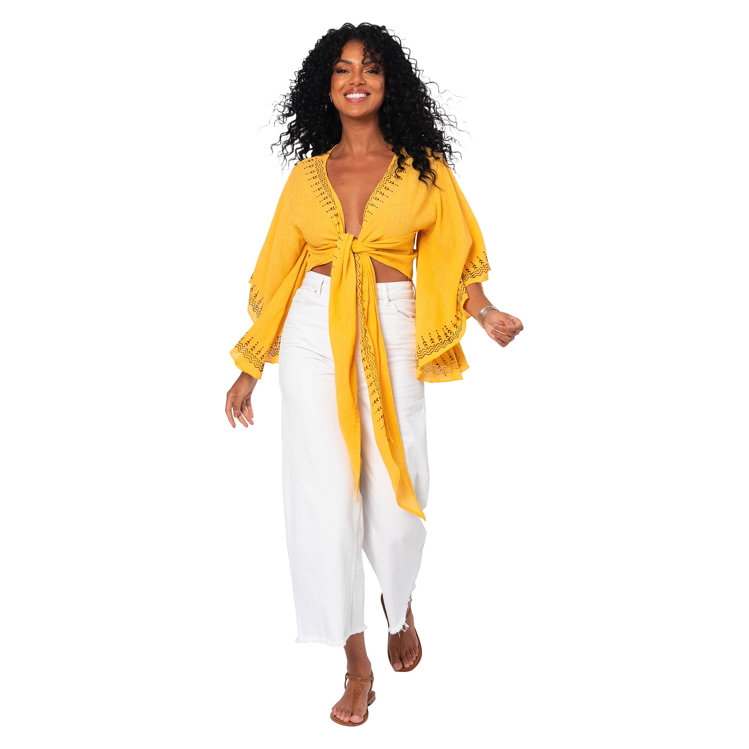 La Mano Boho - Vendita all'ingrosso Camicetta - Donna - TOP ESTIVO A MANICHE LUNGHE CORTO MBTOP3002C2