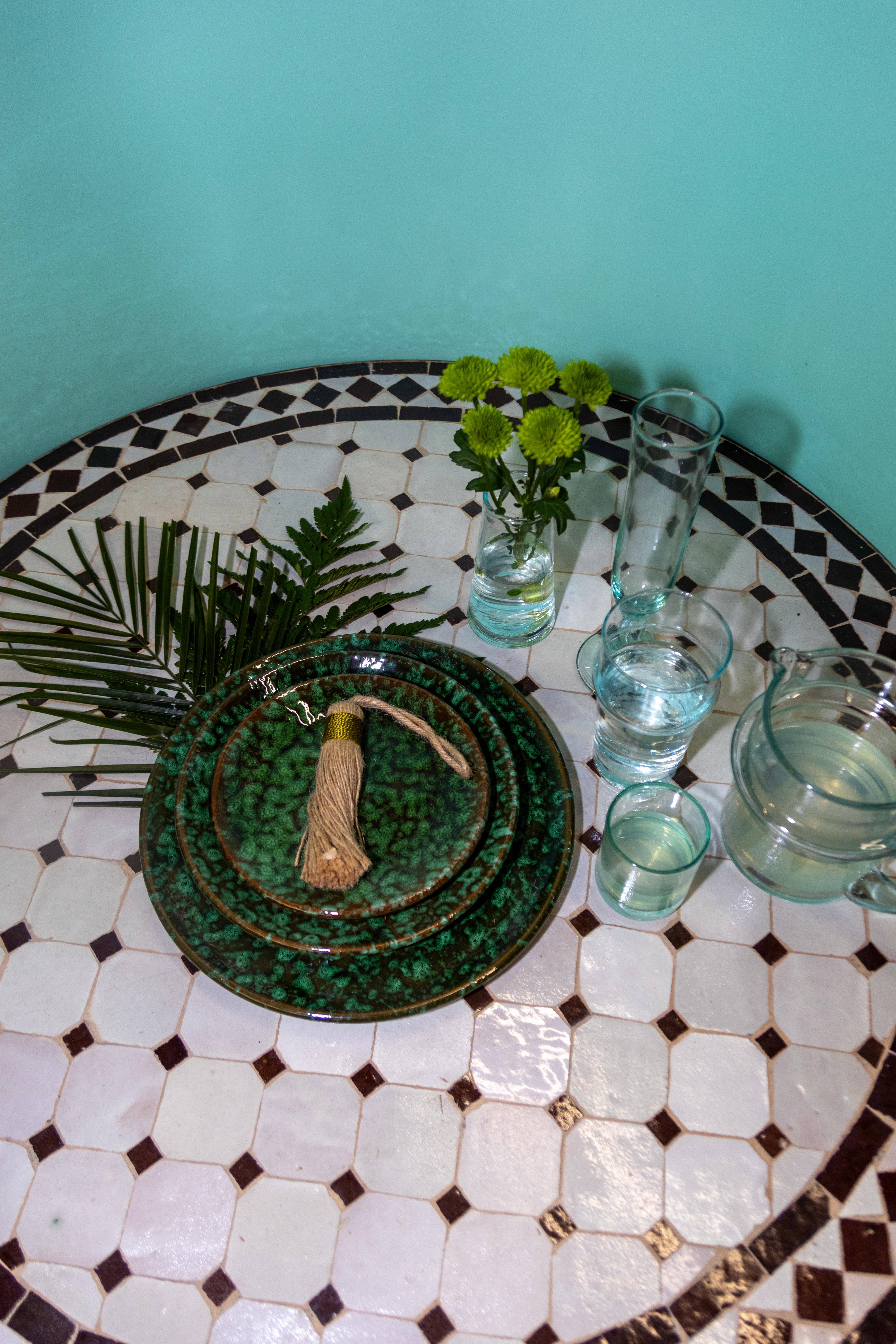 Voyage - Wholesale Decorative Plate/Dish/Bowl - Green Speckled Plate Ceramic - Handmade Morocco4