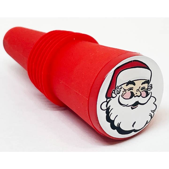 Santa Face Bottle Stopper Red for wholesale by The Wine Steward LLC