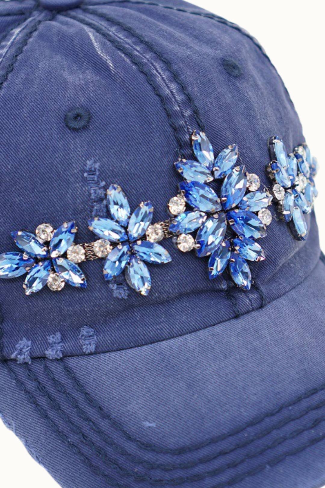 Olive & Pique - Wholesale Baseball Cap - Women's - Bejeweled Bling Glitz Distressed Cap, Adjustable12