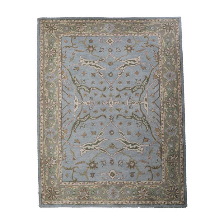 Hand Tufted Blue Green Wool Area Rug for wholesale on Faire5