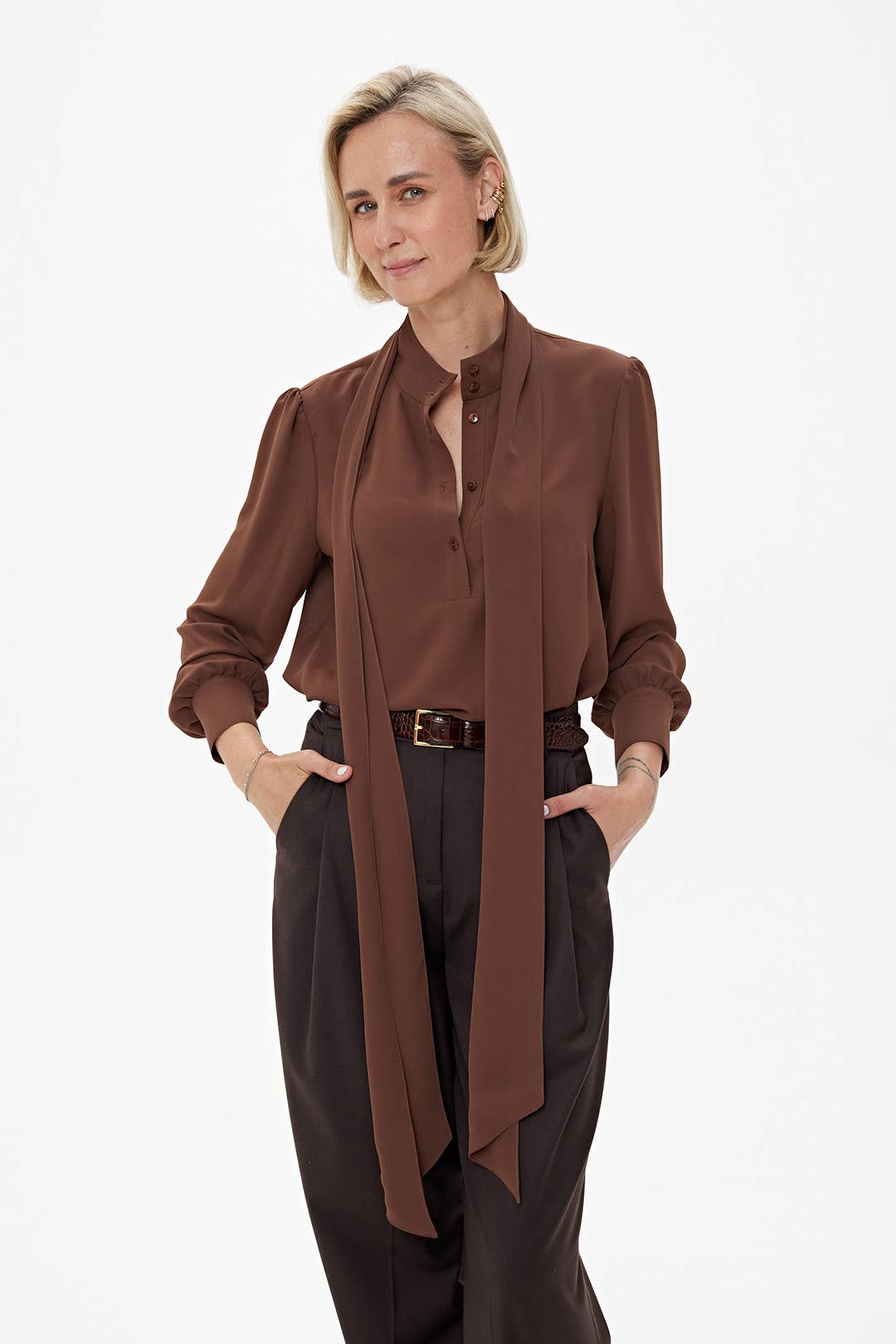 CAPSULE by Agnė Gilytė - Wholesale Pants - Women's - Trousers 'SEATTLE | relaxed straight-leg in chocolate brown6