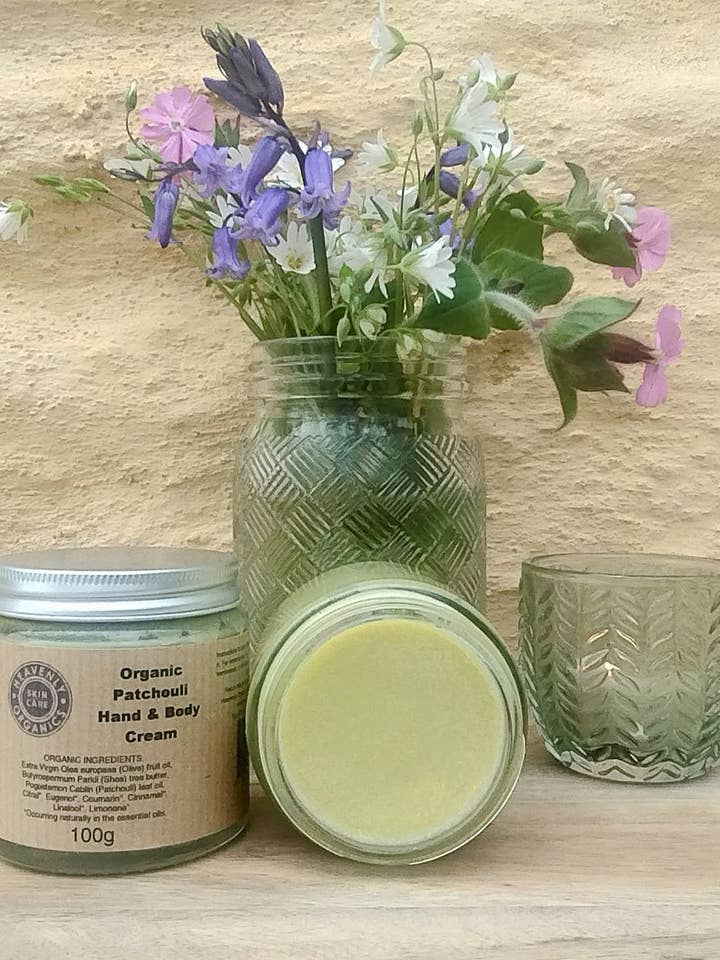 Organic Patchouli Hand & Body Cream for wholesale by Heavenly Organics Skin Care