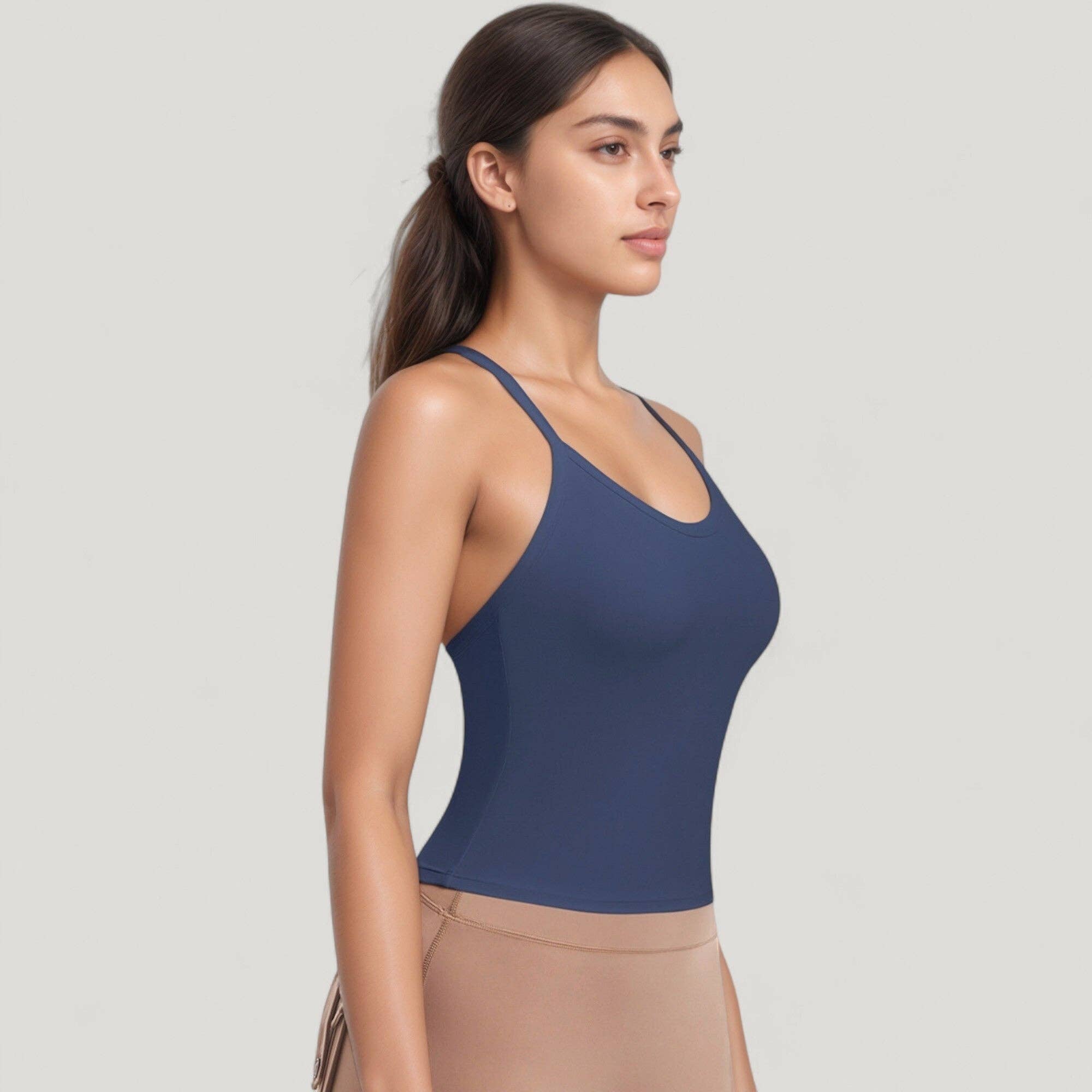 Active by Anna-Kaci - Wholesale Athletic Top - Women's - Strappy Crisscross Back Athletic Tank Top with Built-In Shel11