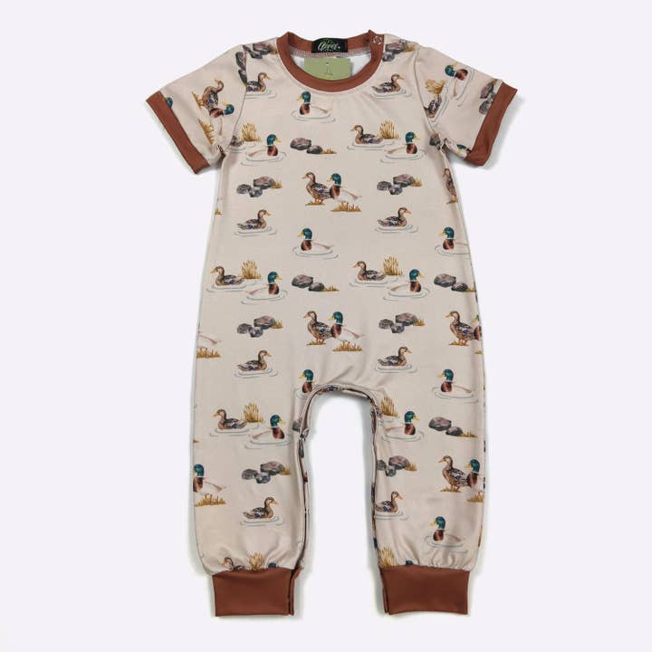 Ducks in a Pond Boy Romper for wholesale by Clover Cottage