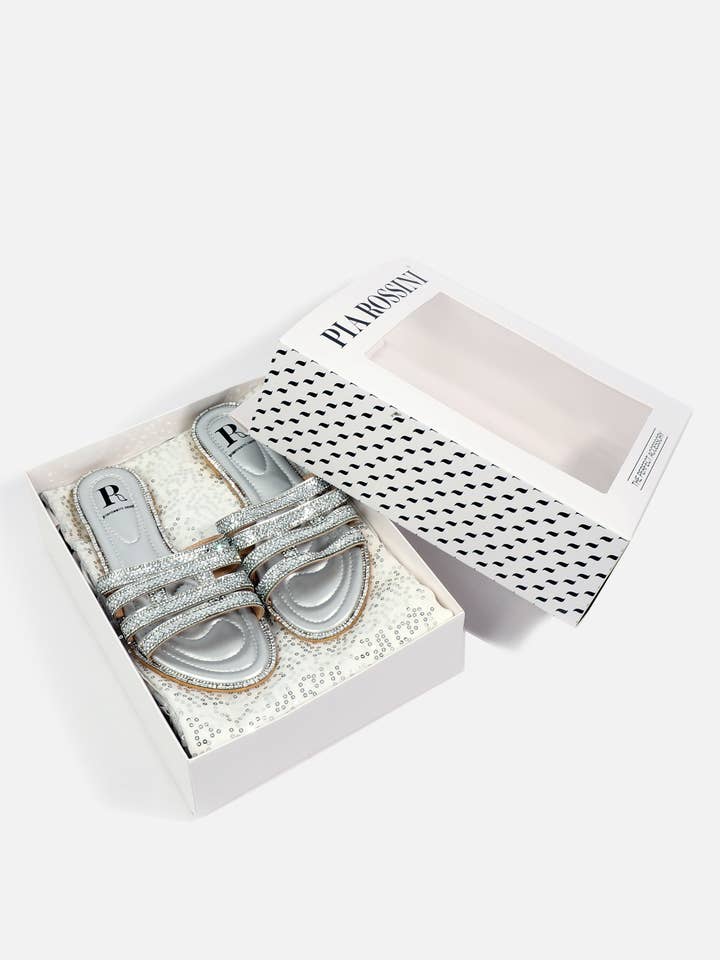 Cadeaubox - Marielle Sandal - Zilveren & Kristallen Sjaal voor wholesale door Pia Rossini Ltd