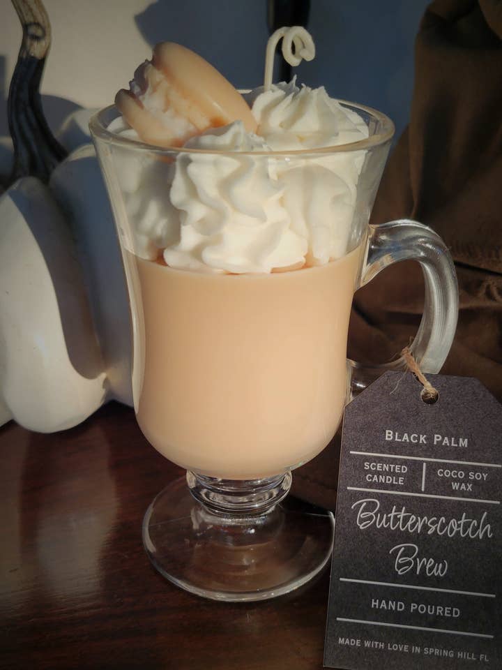 Butterscotch Brew - Vela artesanal com cera de soja e coco por atacado de Black Palm Candles