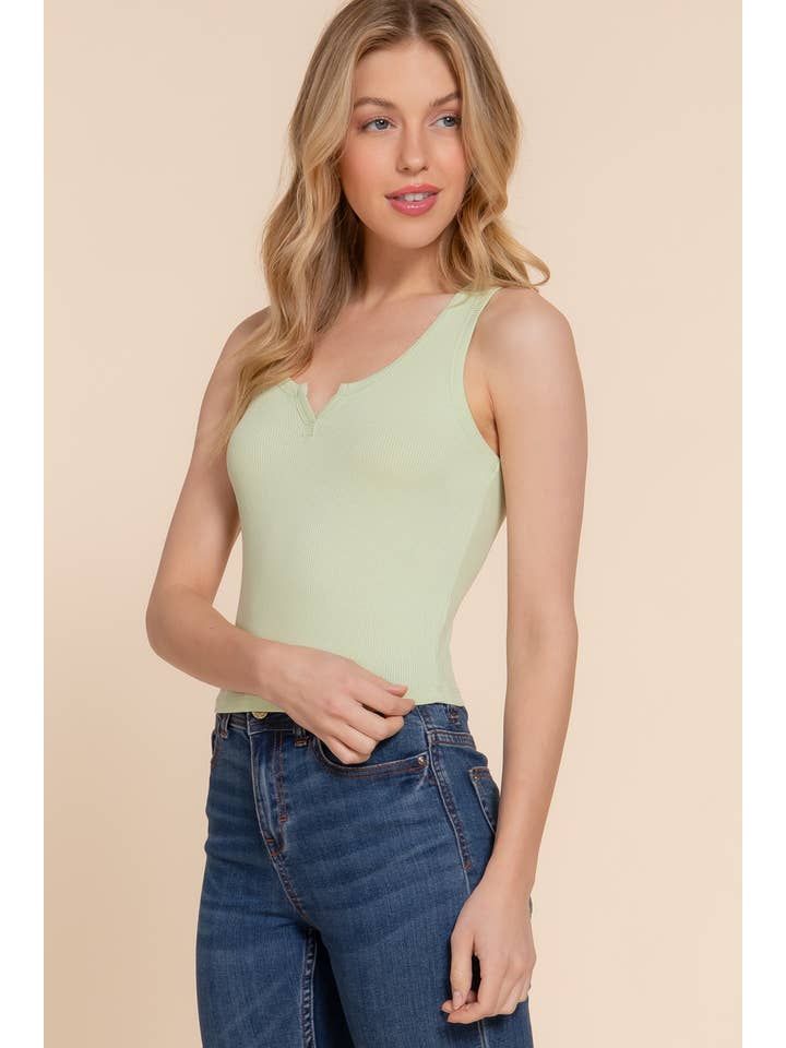 42POPS - Wholesale Tank Top - Women's - SI-27337 V Shape Scoop Neck Rayon Rib Tank Top