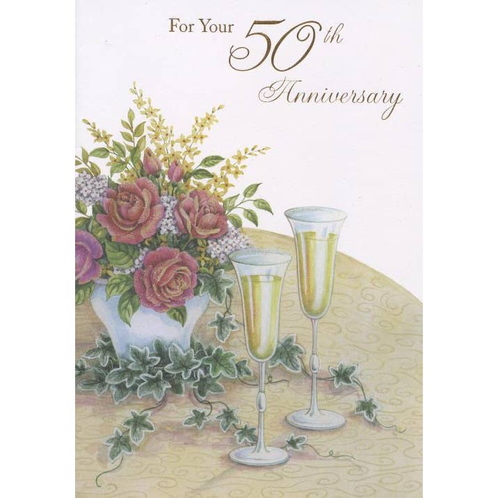 DICKENS INC. - Wholesale Anniversary Card - Anniversary 50th Golden | GRTC | MD | 42372G