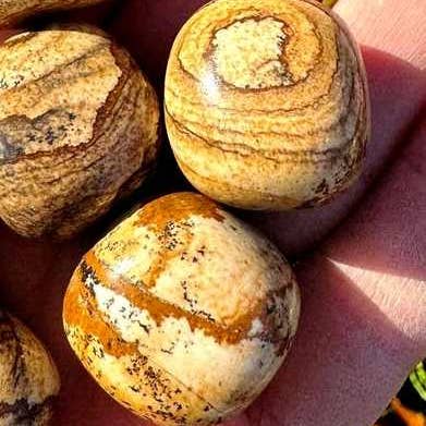 Landscape jasper tumbled 15-25mm picture jasper gemstones UK for wholesale by Elf Kendal Hippies