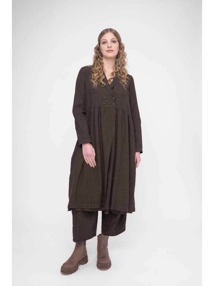 Baci & Amici Fashion - US Continental - Wholesale Dress - Women's - Cotton Linen Overcoat Dress3