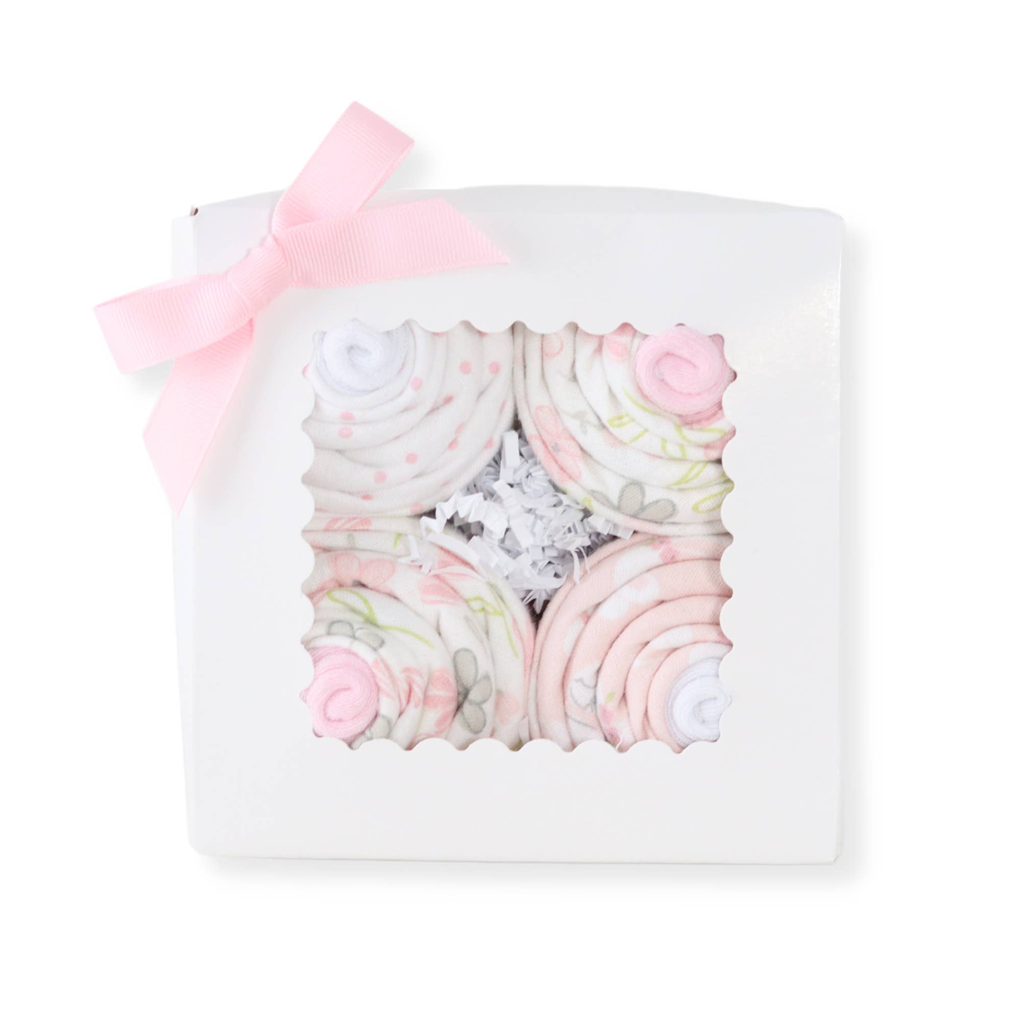 Baby Blossom Company – Großhandel Geschenkset zur Geburt für die Mutter – Baby Cupcake Geschenkset — Empfangen von Decken und Socken — Mädchen