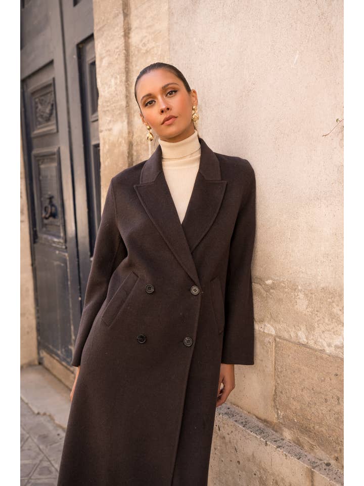 Attentif Paris - Wholesale Coat - Women's - Extra-long oversized hand-sewn wool blend coat64