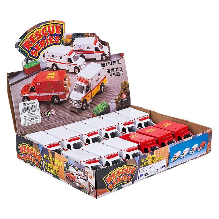 The Toy Network - Wholesale Toy Car/Truck - Kids - 5" Diecast Pull Back Rescue Ambulance7