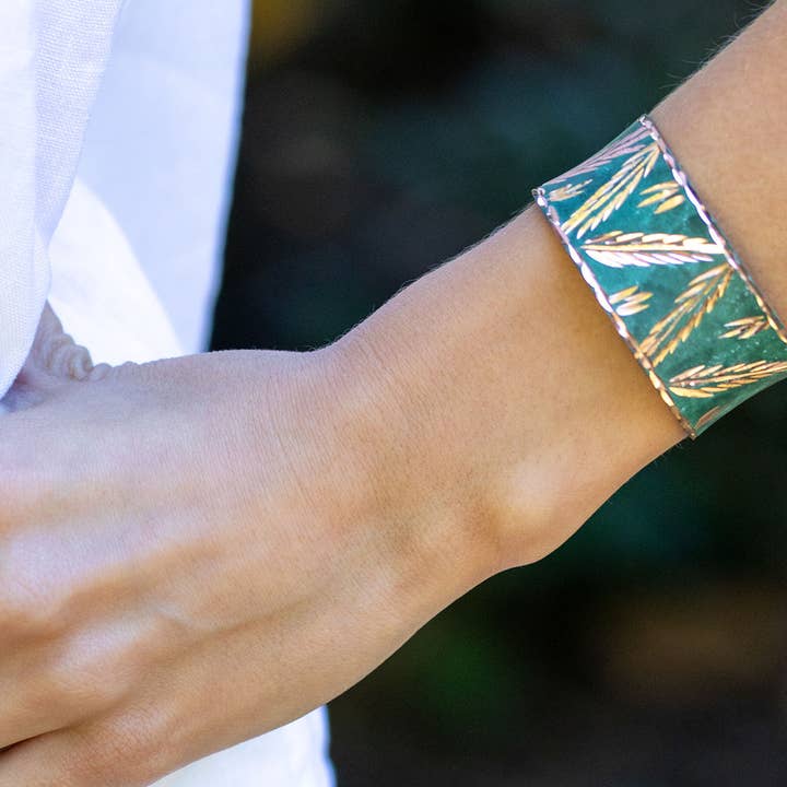Anju Jewelry - Wholesale Cuff Bracelet - Patina Engraved Copper Cuff Pre-Pack with Display