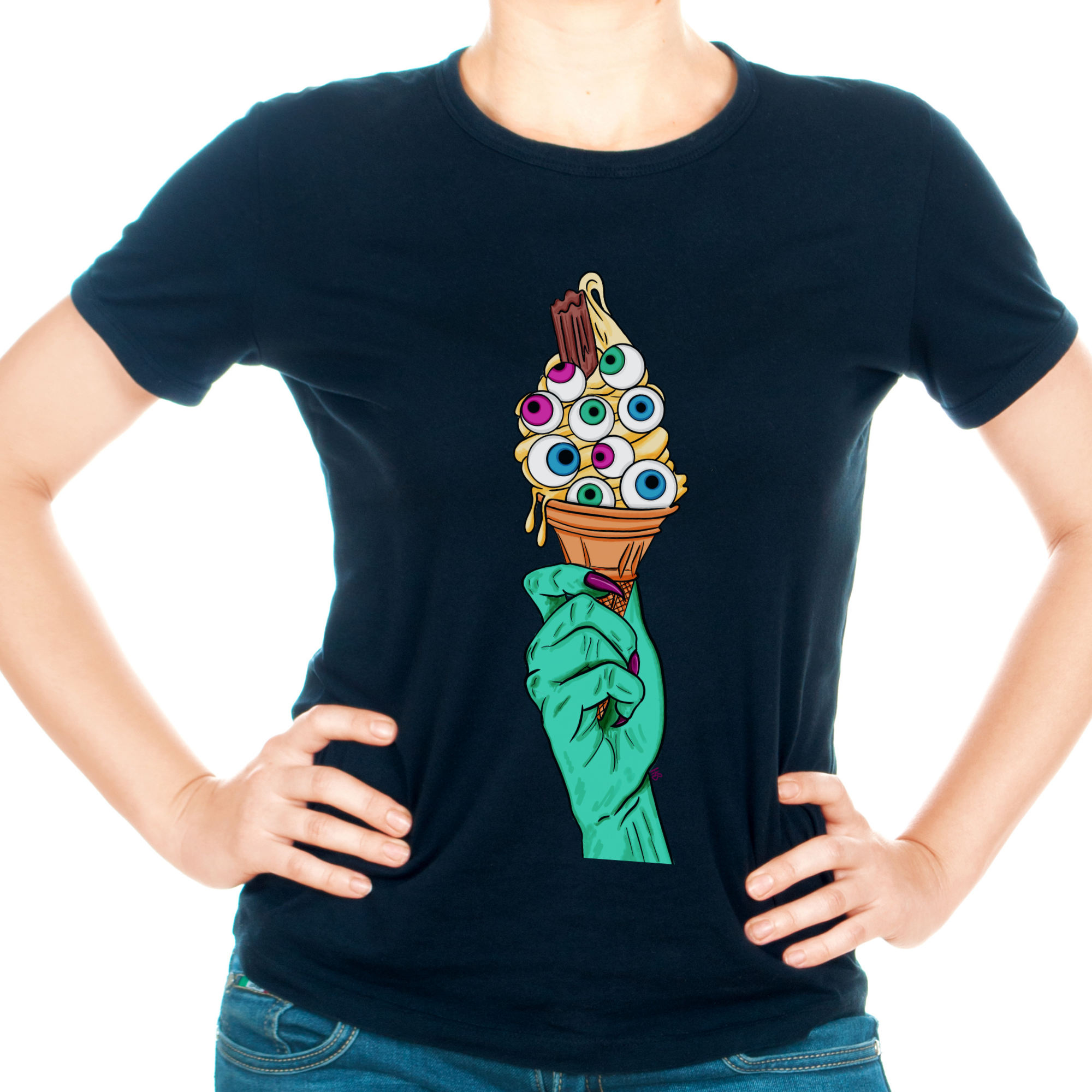 Hannah Kate Makes - Wholesale T-Shirt (Graphic) - Unisex - Eye Scream T-shirt - Black - Ice Cream - 100% Cotton10