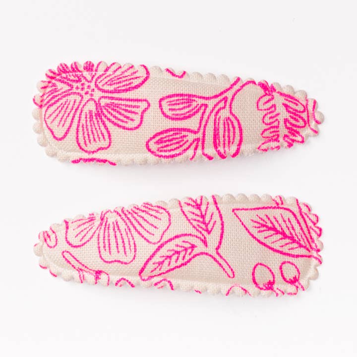 Moxie Neon Pink Floral Hair Clips for wholesale by Frankie & Claude