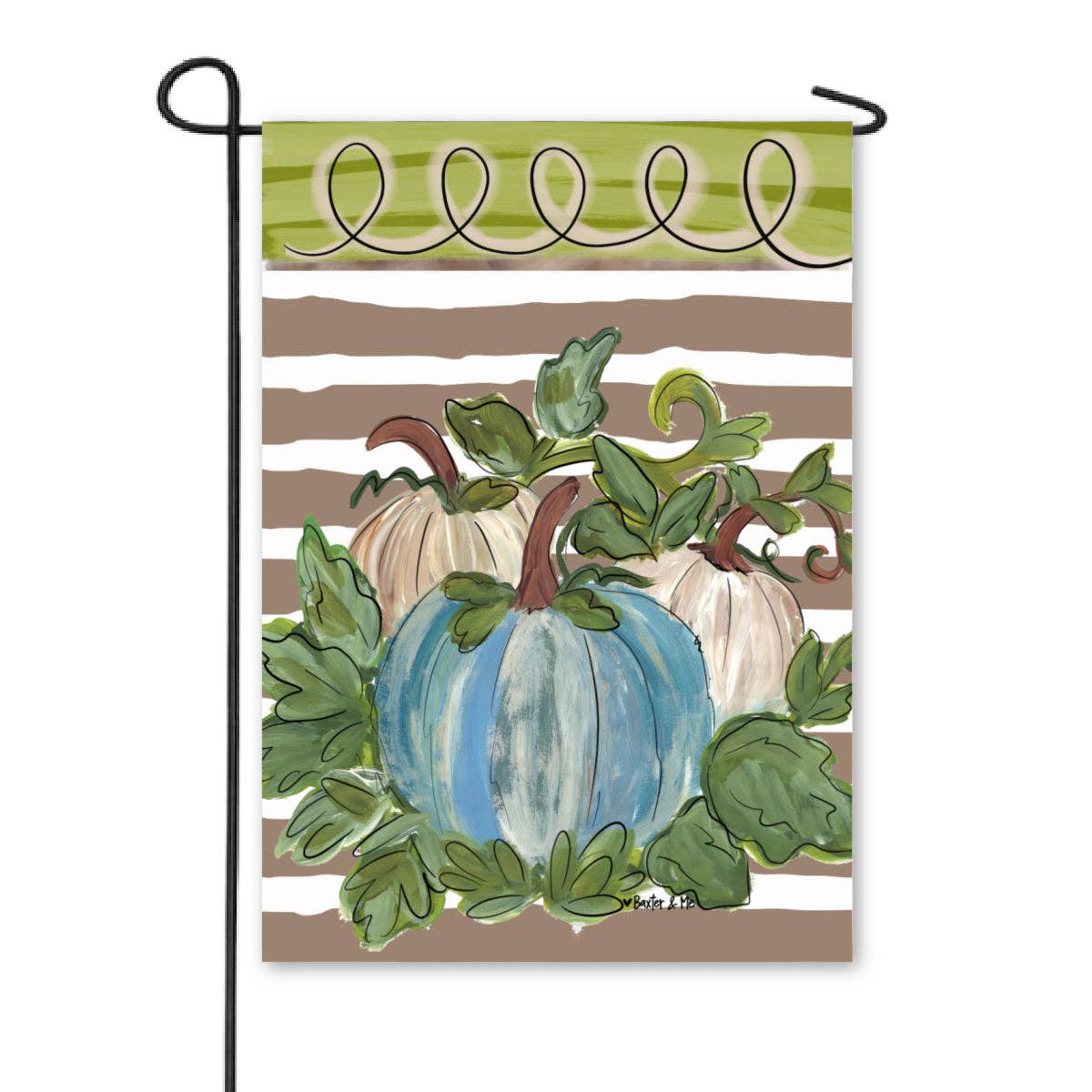 Baxter & Me - Wholesale Flag - Striped Harvest Blue and White Garden Flag1