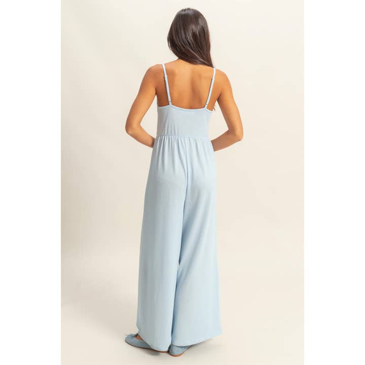HYFVE - Wholesale Jumpsuit - Women's - DZ25A984-Scoop Neck Sleeveless Wide Leg Jumpsuit