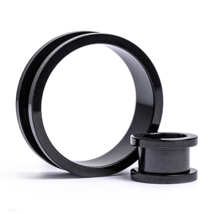 Black Steel Screwback Tunnel / Plug / Gauge for wholesale by Custom Plugs