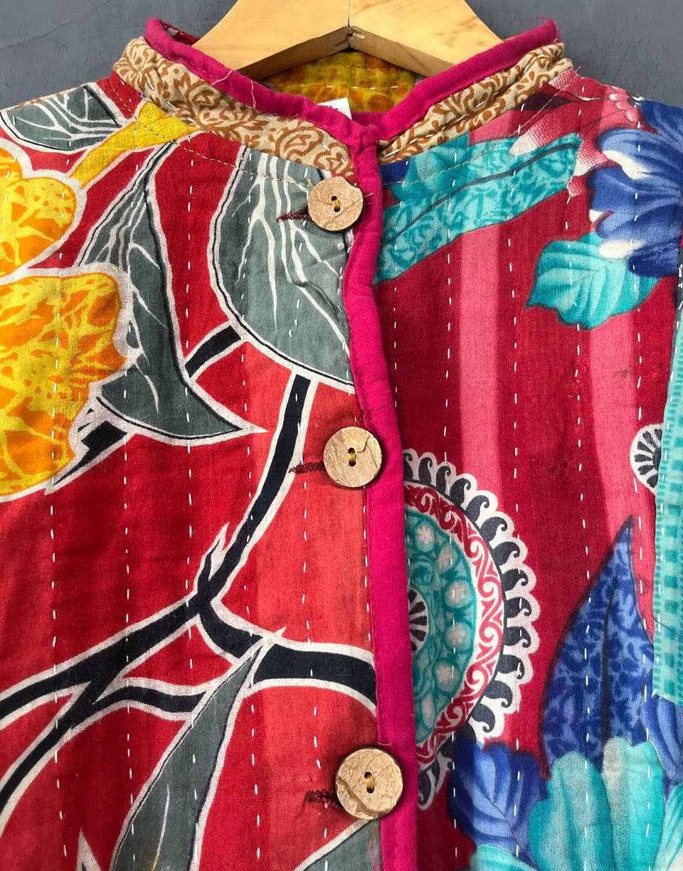 Bhawana Handicrafts – wholesale Jacka - Dam – 100% ren bomull blommig festklädd indisk Kantha jacka1