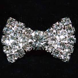 #15980 - Small Rhinestone Bow Button 1" x 5/8" for wholesale by Bridal Store Jewelry