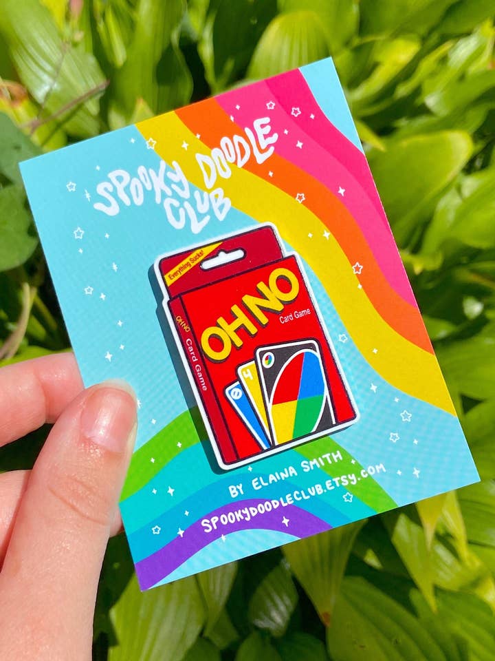 Uno Oh No Acrylic Pin - Spooky Doodle Club for wholesale by Spooky Doodle Club