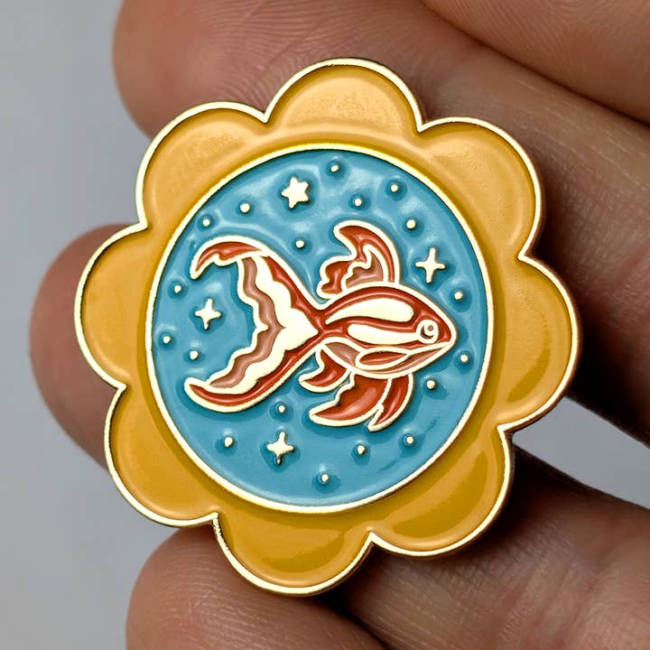 Wildkat Studio - Wholesale Lapel Pin/Button - Goldfish Gold Enamel Lapel Pin